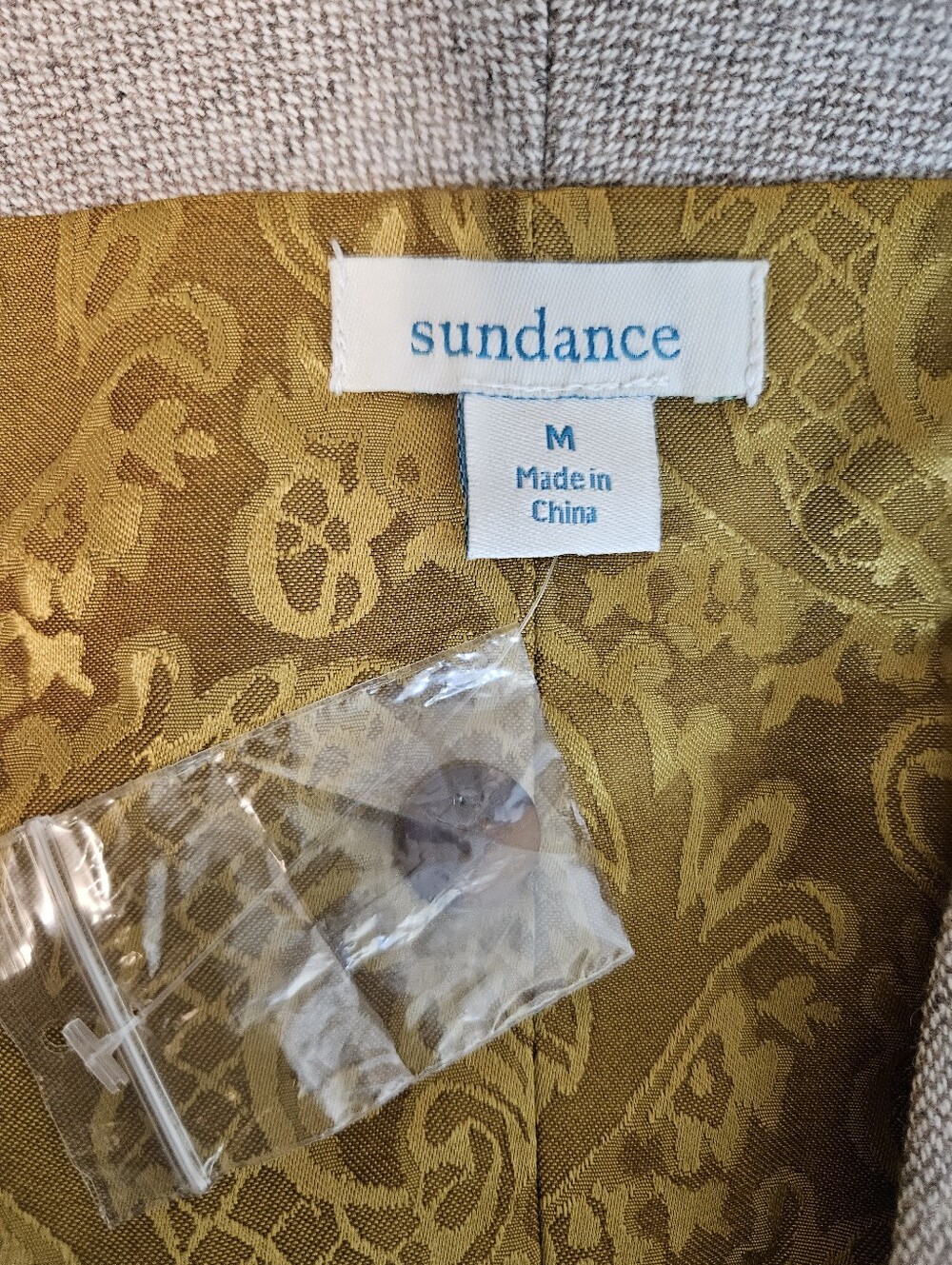 Sundance Vest M Wool Tweed Herringbone Paisley Brocade Boho Academia Beige Brown - Picture 8 of 10